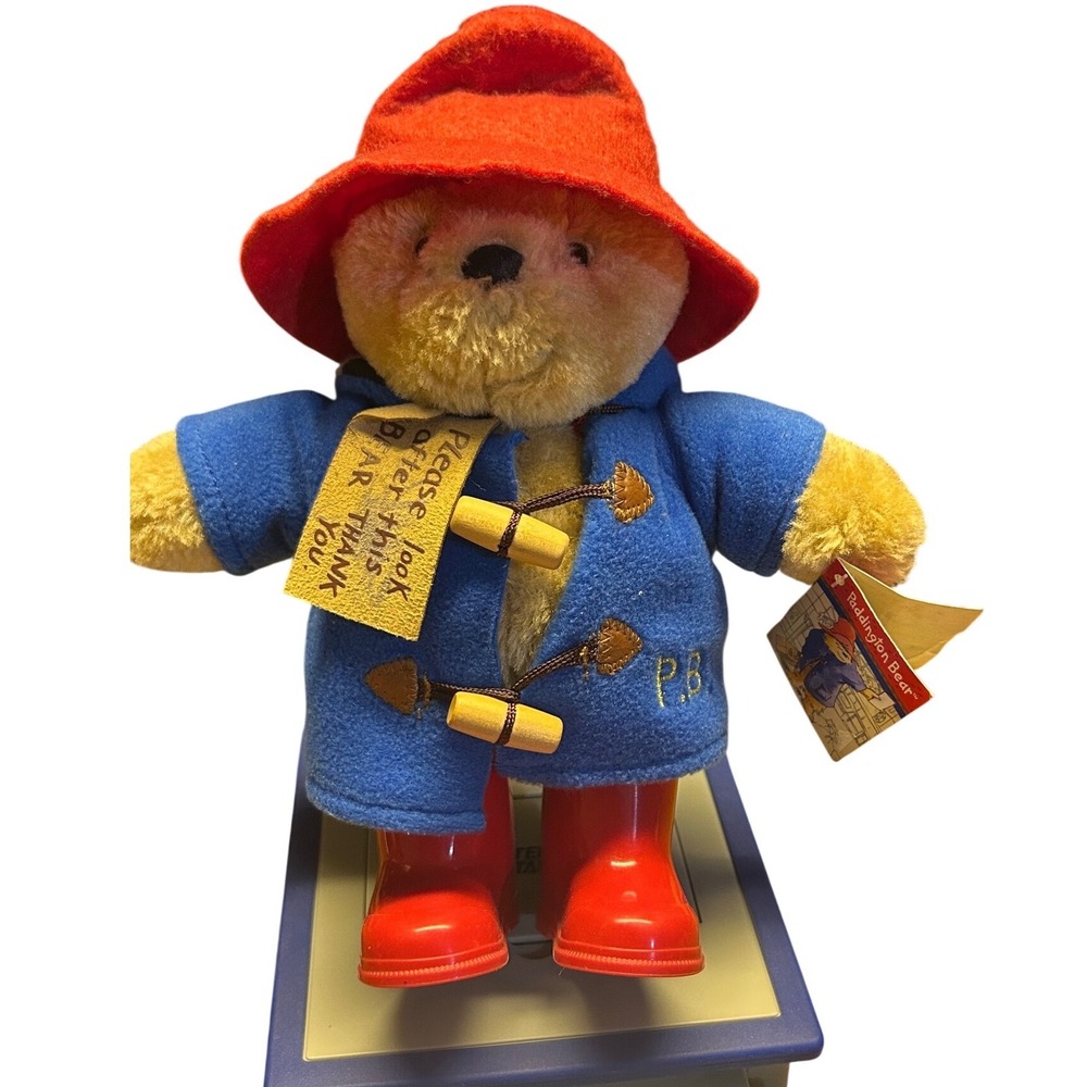 2018 Paddington Bear Plush Toy Blue Coat Red Boots‎ Hat Classic Stuffed Animal